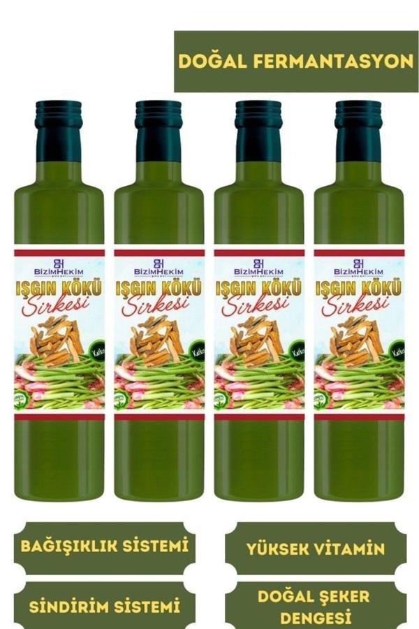 Bizim Hekim %100 Doğal Fermantasyon Işkın Sirkesi, Işgın Sirkesi, Işgın Vinegar, Rheum Ribes 4X500 Ml. - Image 1