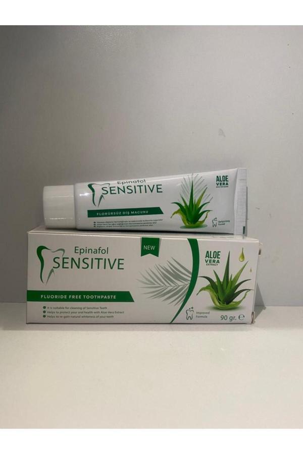 Epinafol Sensitive 10 Adet Epinafol Sensitive Diş Macunu Florürsüz Aloe-Vera Özlü 90 Gr - Image 1