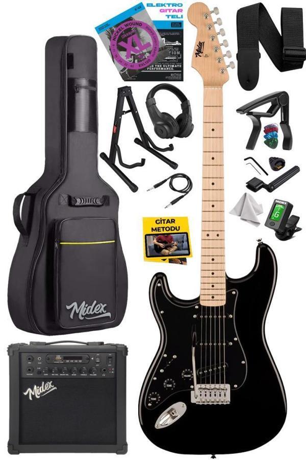 Midex RPH-31BK-25AMP Solak Elektro Gitar 25W Amfili Full Set - Image 1