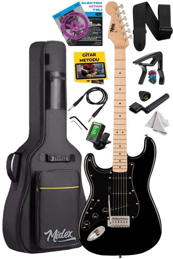 Midex RPH-31BK Solak Elektro Gitar Seti Maple Klavye Strat Kasa SSS Manyetik - Image 1
