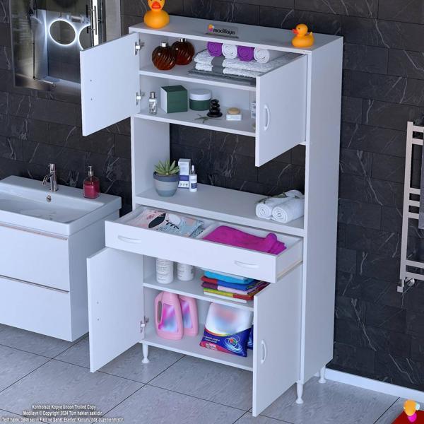 Modilayn ARDA Banyo Dolabı 100x173x32,5cm 1 çekmece 4 kapak ve 5 raflı İhtiyaca uygun kolay kurulum - Image 1