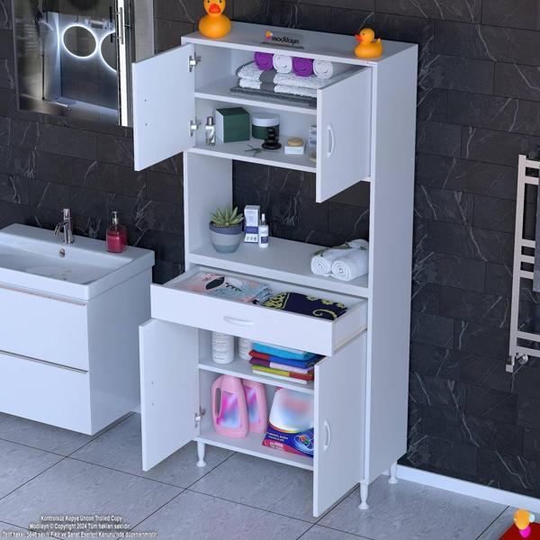 Modilayn ARDA Banyo Dolabı 75x173x32,5cm 1 çekmece 4 kapak ve 5 raflı İhtiyaca uygun kolay kurulum - Image 1