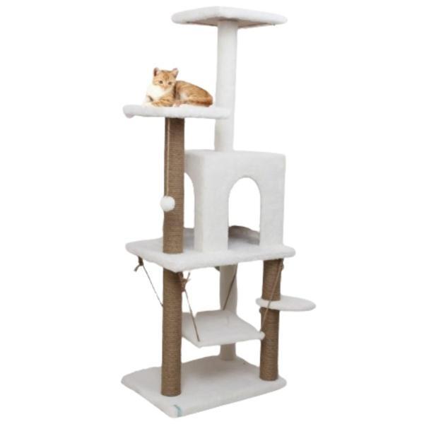Reyo Pet Y01 Salıncaklı Yuvalı Lüx Kedi Tırmalama Oyun Evi Beyaz - Image 1