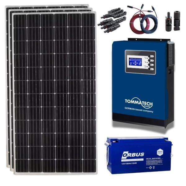 Güneş Enerjisi Bağ Evi Solar Paketi 1KVA İnverter 210W Güneş Paneli 150AH Jel Akü - Image 1