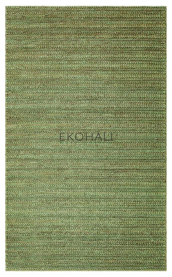 Netra Koleksiyonu Jüt ile üretilen el dokuma sisal kilim Triple Green XW - Image 1
