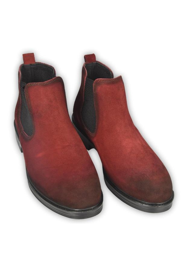 DeepSEA Erkek Bordo Yanları Lastikli Süet Deri Ortopedik Taban Chelsea Bot 2509938 - Image 1