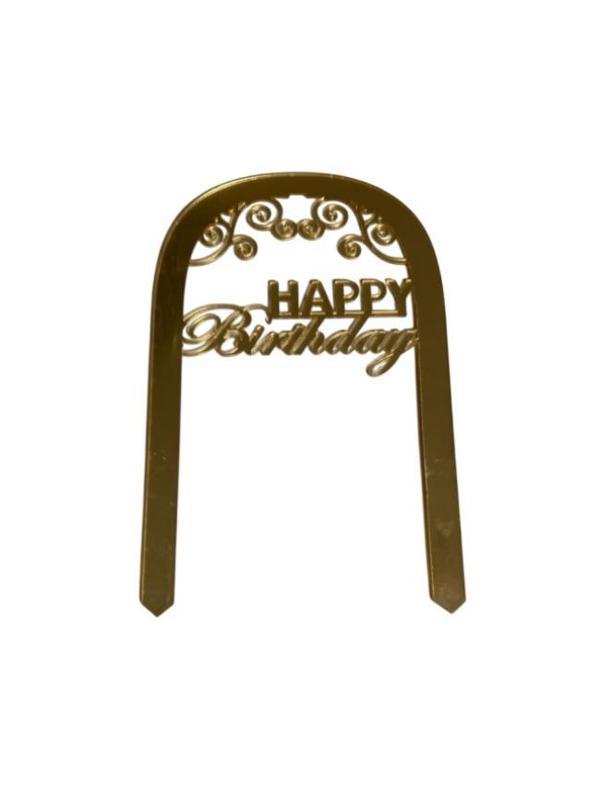 Happy Birthday Yazılı Çerçeveli Aynalı Pleksi Altın - Image 1
