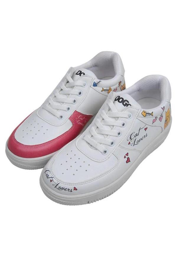 Dogo Cat Lovers Beyaz Kadın Sneaker - Image 1