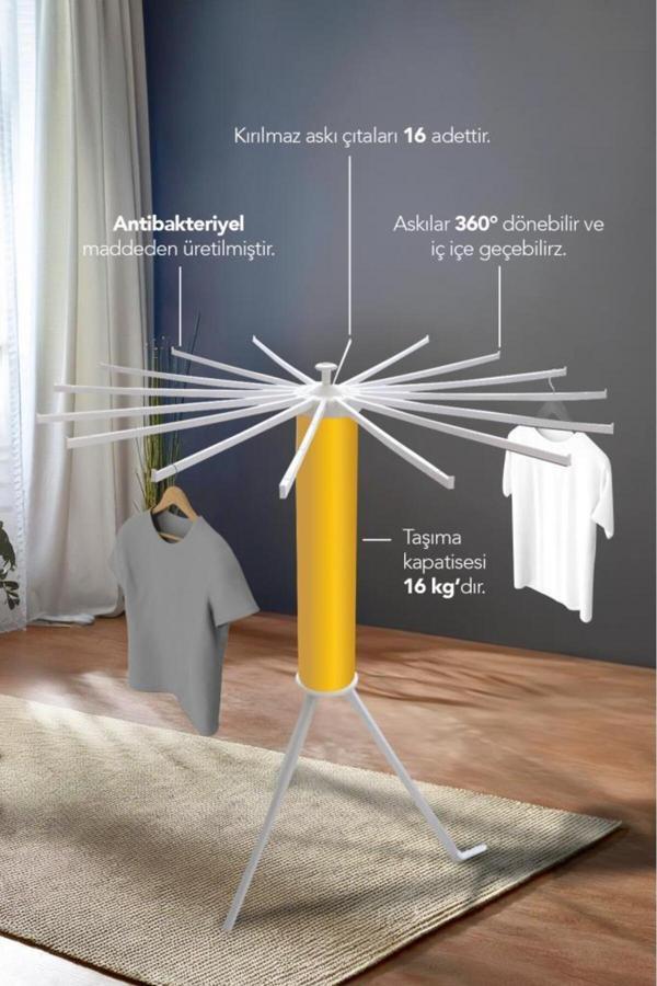 House Plus Hely Açılıp Kapanabilir 360° Dönebilen Kurutmalık Askısı Gold - Image 1