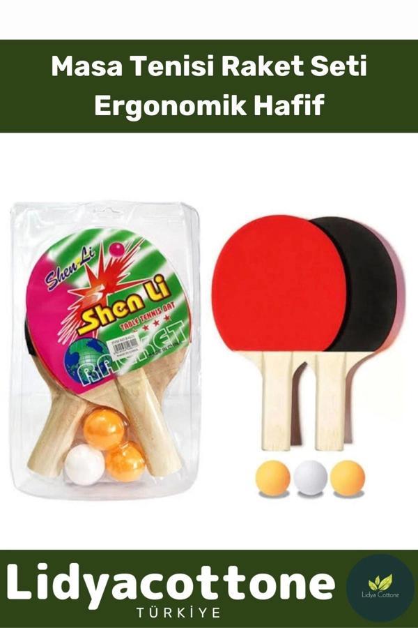 Premium Masa Tenisi Seti Ergonomik Dayanıklı Kaliteli Renkli Şık 2 Adet Raket 3 Adet Pinpon Topu - Image 1