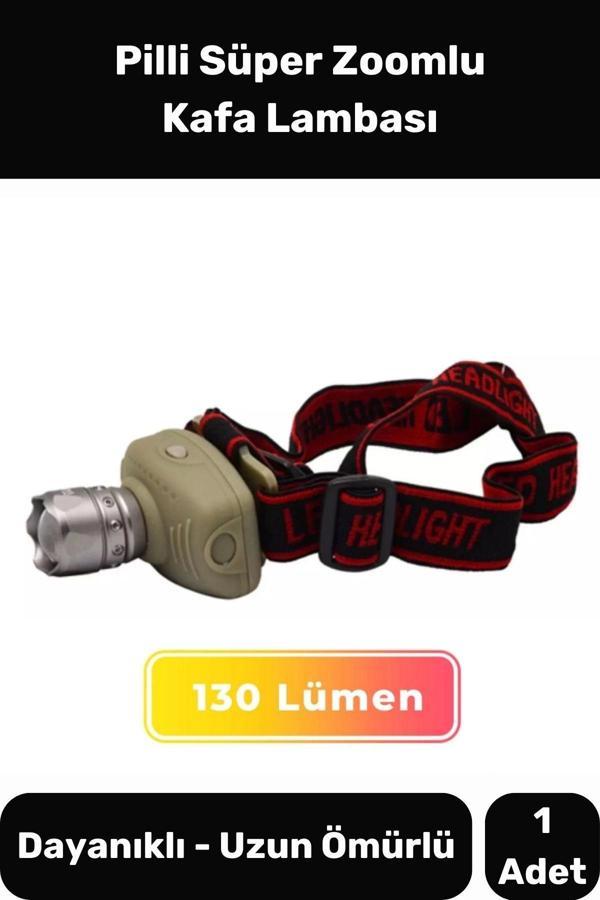 Deluxe Seri 250 Metre Menzilli 130 Lümen Beyaz Işık Plastik Pilli Süper Zoomlu Kafa Lambası - Image 1