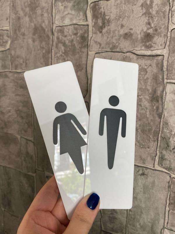 Beyaz Minimal Seri Kadın&Erkek Wc Yönlendime Levha Seti - Image 1