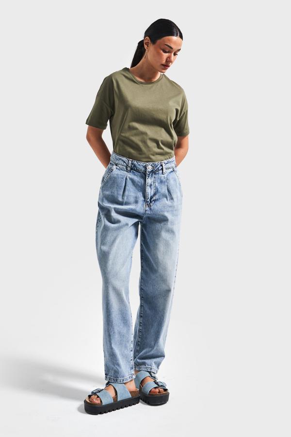 Kadın Mavi Renk 4S5-27 Relax Fit Rahat Kesim %100 Koton İç Boy 70 cm Denim Jean - Image 1