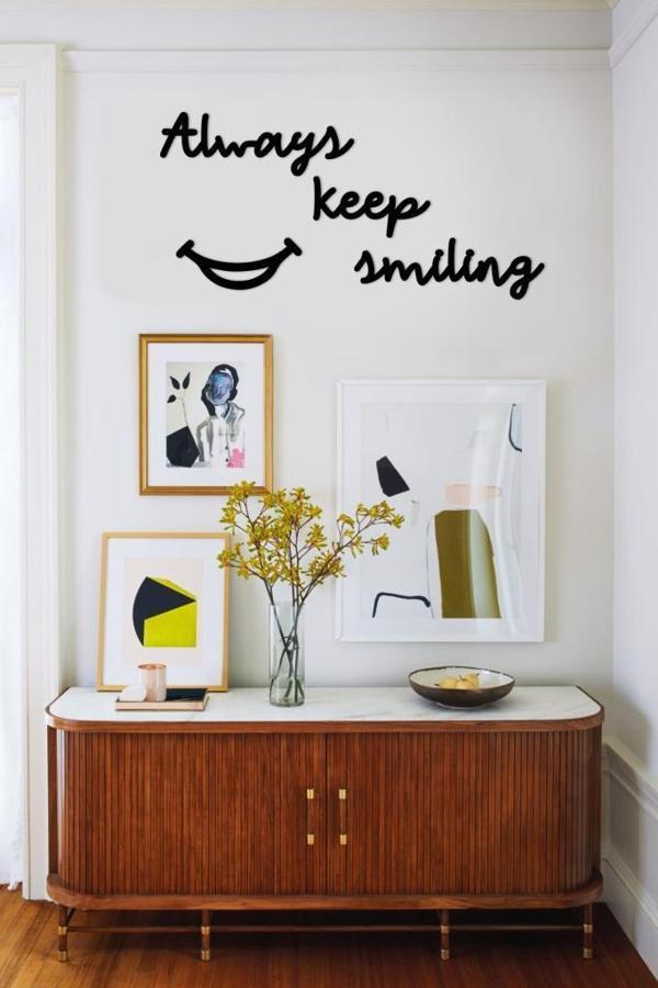 Always Keep Smiling Duvar Yazısı Dekoratif Tablo Ahşap Duvar Yazısı - Image 1