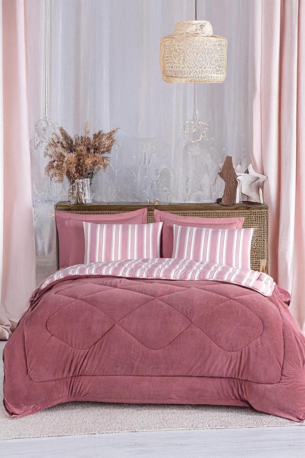 Sport Çizgili 2li Yastık Kılıfı Soft Line Bordo - Image 1