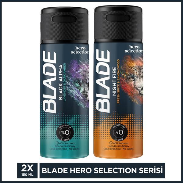Blade Erkek Deodorant Hero Selection Serisi Tanışma Seti 2x150ml (Black Alpha & Nihgt Fire) - Image 1