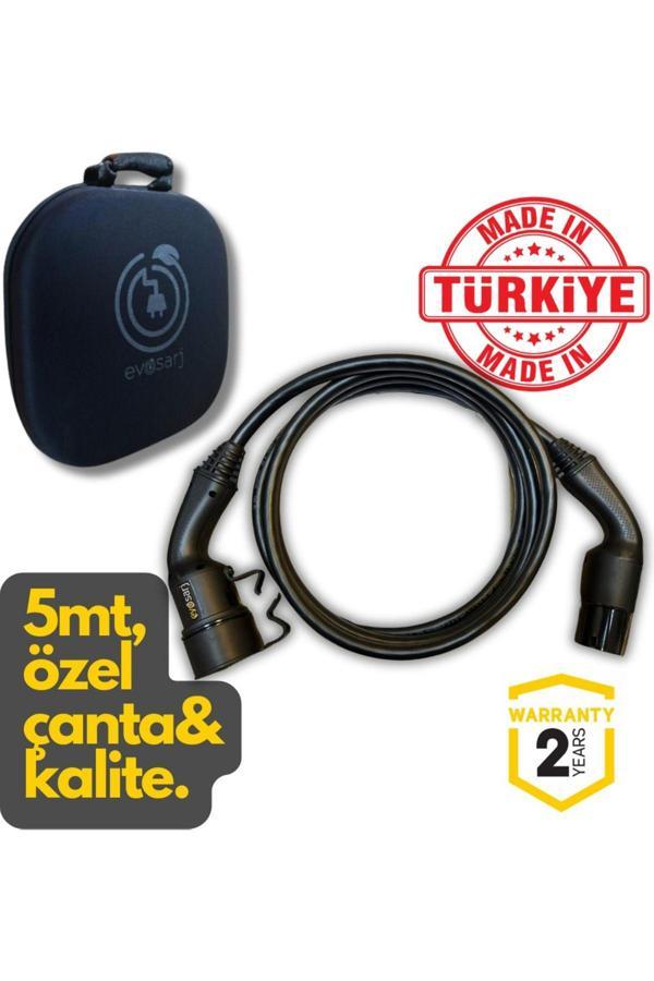 Evoşarj Byd Elektrikli Otomobil Şarj Ara Kablosu, 5 Mt, 32A, 22 Kw, Type 2 - Image 1