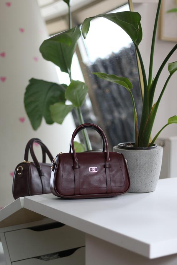 Kadın Bordo Çift Şeritli Minimal Günlük El & Omuz Çantası - Image 1