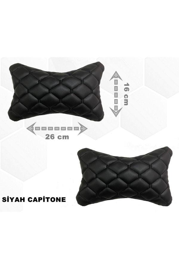 Caraks Honda Crv 2007-2012 Arası Oto Koltuk Boyunluk Suni Deri Ve Jarse 2 Adet - Image 1