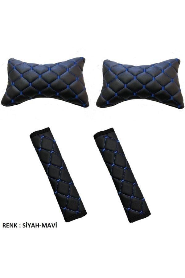 Caraks Renault Clio 2 Hb 1999-2008 Arası Emniyet Kemer Konforu+Boyunluk Siyah Mavi - Image 1