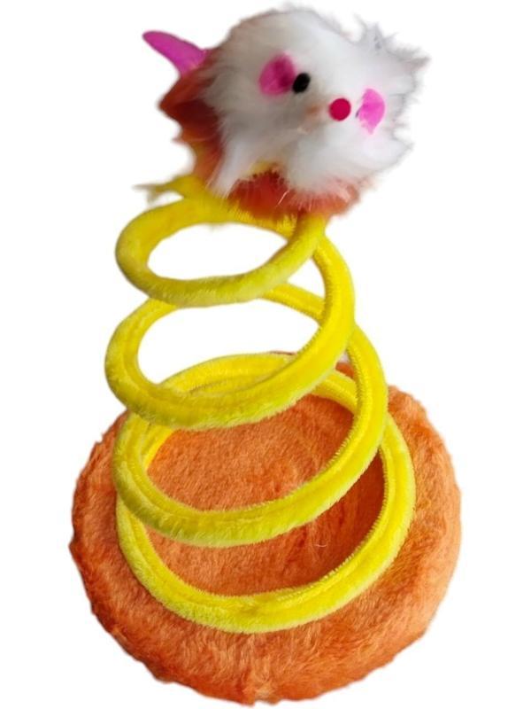 TİNEKE  Yaylı Fareli Çember Hacı Yatmaz Kedi Oyuncağı 23x14 Cm 1 adet - Image 1