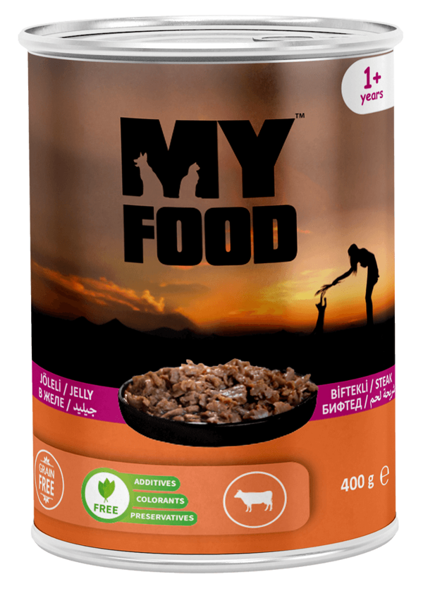 MY FOOD 12 ADET JÖLELİ PARÇA ETLİ YETİŞKİN KEDİ YAŞ MAMASI BİFTEKLİ - Image 1
