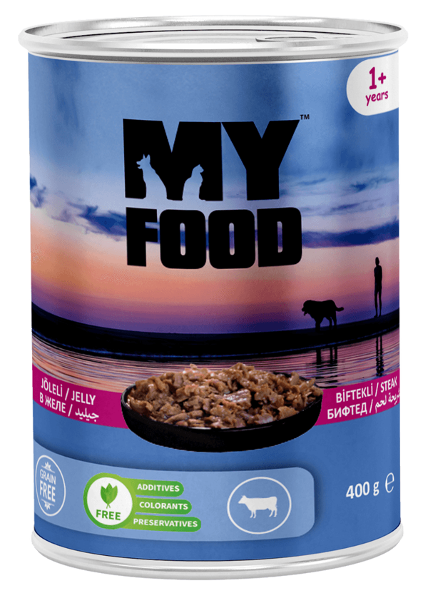 MY FOOD 12 ADET JÖLELİ PARÇA ETLİ YETİŞKİN KÖPEK YAŞ MAMASI BİFTEKLİ - Image 1