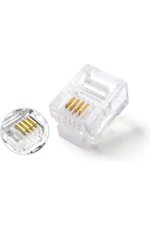 Nck Plus Px-6P4C Rj11 4 Pinli Konnektör, Rj11 Jack, 6P4C Jack, Rj11 Telefon Kablo Ucu 100 Lü Paket - Image 1