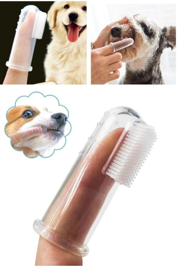 Pribor Kedi Ve Köpek Parmak Diş Fırçası Kolay Kullanımlı Evcil Hayvan Diş Bakım Fırçası - Image 1