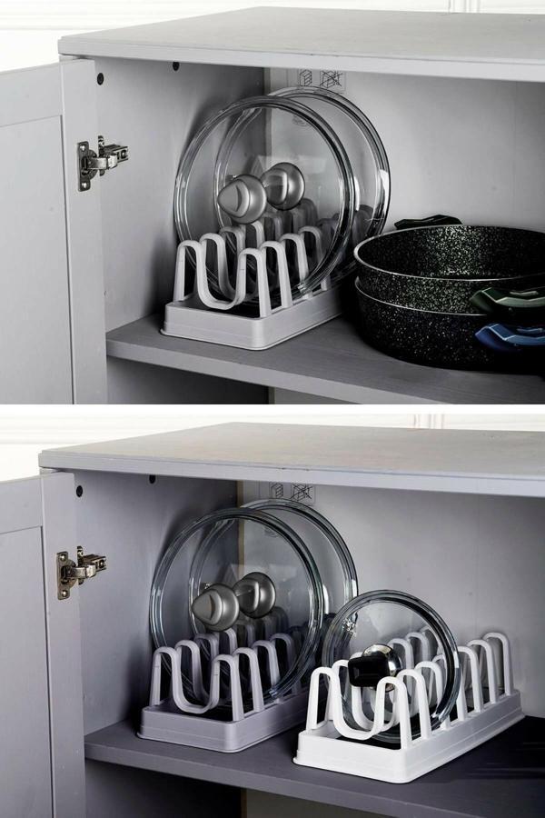 Büro Ev Ofis Mutfağı için 2ADET 8 Bölme Tencere Tabak Kapak Organizer Raf Seti - Image 1