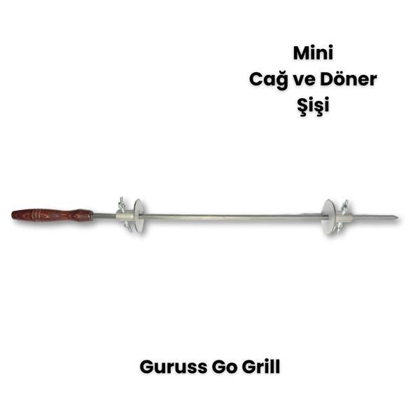 Mini Cağ ve Döner Şişi Paslanmaz Çelik Şiş + (2 Adet Et Sıkıştırma Aparatı) (Go Grill) - Image 1