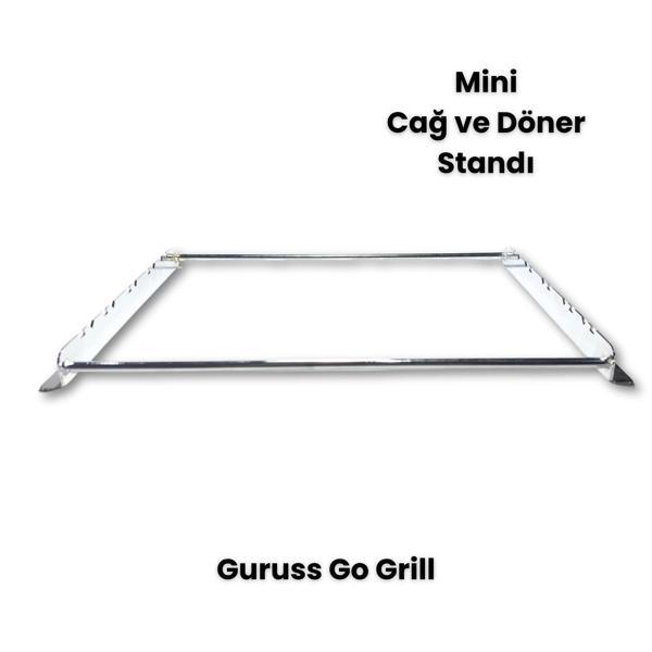 Barbekü Mangal Mini Cağ ve Döner Şiş Standı (Krom Kaplı) (Guruss Go Grill) - Image 1