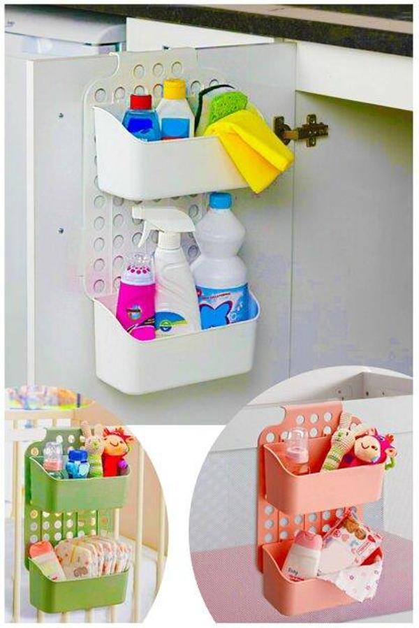 Büro Ev Ofis Düzeni için Dolap Kapağına Asılır Ayarlı İki Katlı Organizer - Image 1