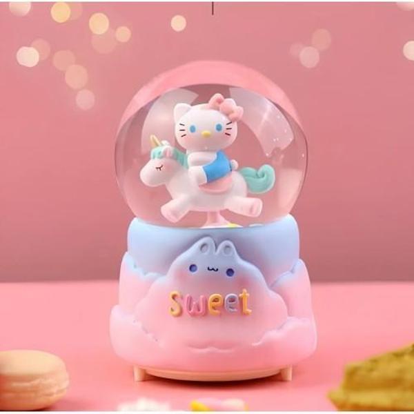 Büro Ev Ofis Dekoru için Maksi Dönen Püsküren Işıklı Müzikli Hello Kiti Kar Küresi - Image 1