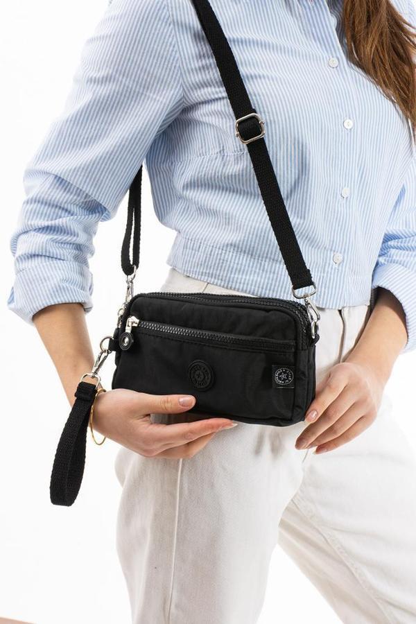 Klinkır Kumaş Mini Çapraz Askılı Kadın Çanta Yağmur Geçirmez El Askılı Çanta 20*10 Cm Mega Bag - Image 1