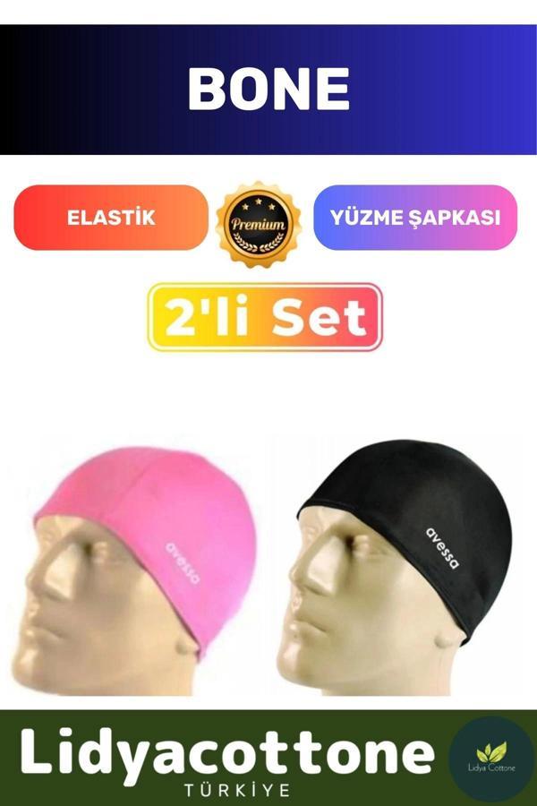 Elastik Yüzme Şapkası Su Geçirmez Silikon Yüzücü Havuz Deniz Bonesi 2'li Set - Image 1
