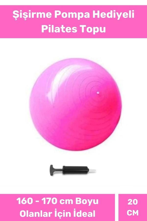 Mini Gymball 20cm Pembe Pilates Topu Denge Egzersiz Şişirme Pompa Hediyeli - Image 1