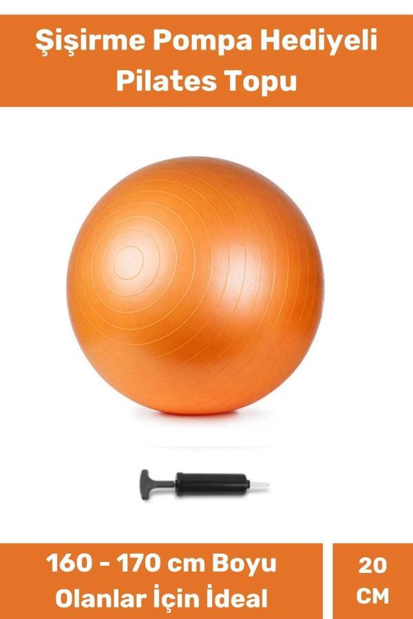 Mini Gymball 20cm Turuncu Pilates Topu Denge Egzersiz Şişirme Pompa Hediyeli - Image 1