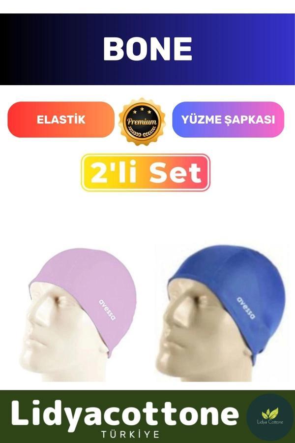Premium Elastik Yüzme Şapkası Su Geçirmez Silikon Yüzücü Havuz Deniz Bonesi 2'li Set - Image 1