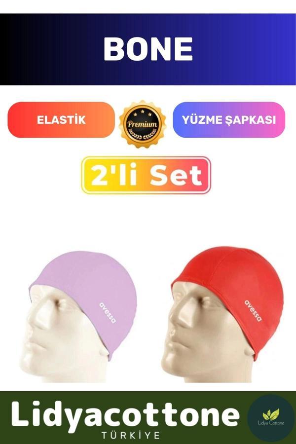 Premium Elastik Yüzme Şapkası Su Geçirmez Silikon Yüzücü Havuz Deniz Bonesi 2'li Set - Image 1
