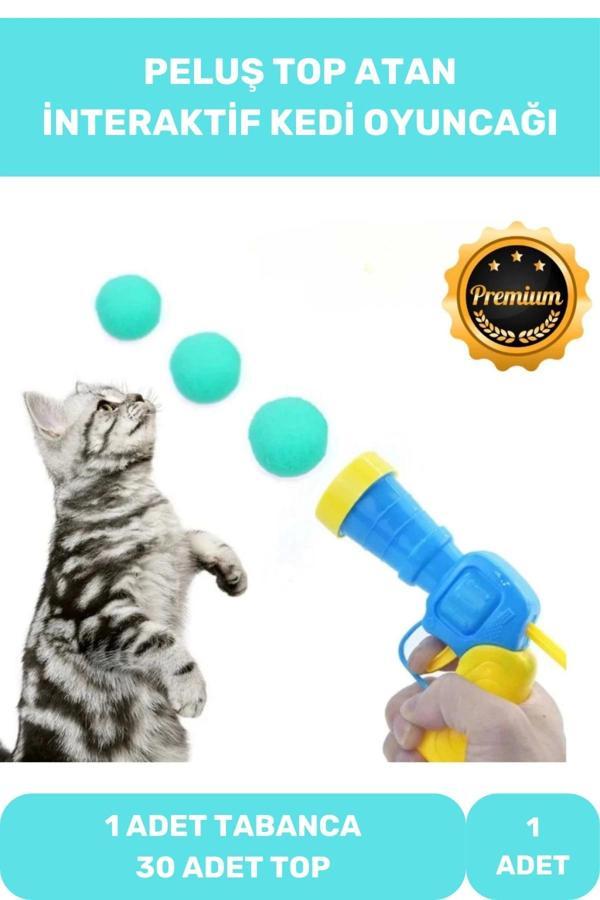 Premium İnteraktif Kedi Oyuncağı Seti Evcil Hayvan Tabancalı Hareketli 30 Peluş Toplu Top Atan - Image 1