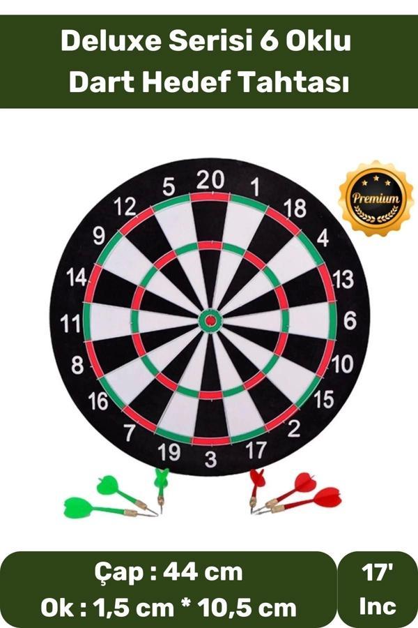 Premium Seri büyük Boy Dart Seti Kaliteli 17' Iç Dış 44 Cm 6 Ok Dart Ahşap Hedef Tahtası - Image 1