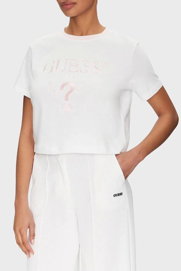 Guess Kadın Beyaz Filanta Crop Tişört - Image 1