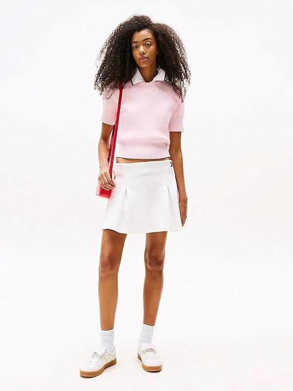 Tommy Hilfiger Kadın  Fit And Flare Mini  Beyaz Etek - Image 1