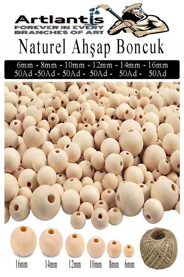 Naturel Ahşap Boncuk 300 lü 1 Paket Jüt İpi Ham Boyanabilir Ahşap Yuvarlak Doğal Boncuklar Takı Tasarım Ektinlik Kreş - Image 1