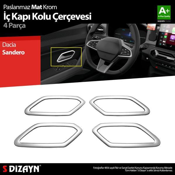 S-Dizayn Dacia Sandero Krom İç Kapı Kolu Çerçevesi 4 Prç 2020 Üzeri A+ Kalite (Mat Krom) - Image 1