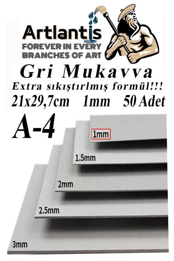 A4 Mukavva Gri 1.0mm 50 Adet 1 Paket 21x29,7 cm A-4 Mukavva 1,0 mm Kalınlığında A-4 Mukavva - Image 1