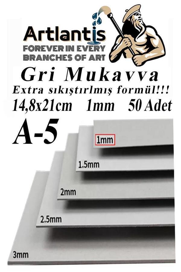 A5 Mukavva Gri 1.0mm 50 Adet 1 Paket 14,8x21 cm A-5 Mukavva 1,0 mm Kalınlığında A-5 Mukavva - Image 1