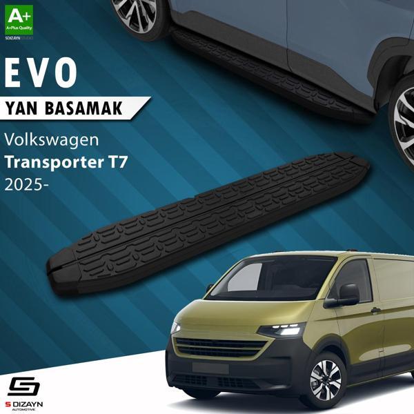 S-Dizayn VW Transporter T7 Kısa Şase Evo Siyah Yan Basamak 223 Cm 2025 Üzeri A+ Kalite - Image 1
