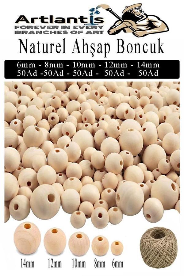 Naturel Ahşap Boncuk 250 li 1 Paket Jüt İpi Ham Boyanabilir Ahşap Yuvarlak Doğal Boncuklar Takı Tasarım Ektinlik Kreş - Image 1